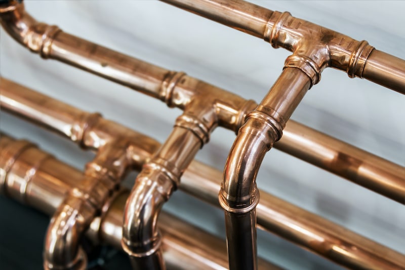 copper pipes and fittings for carrying out plumbing work.