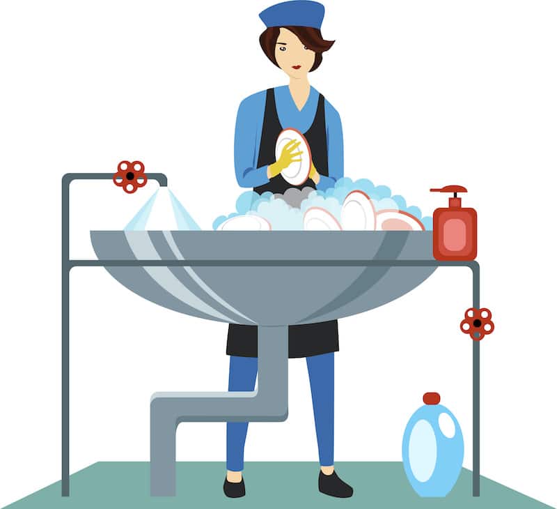 woman washing dishes
