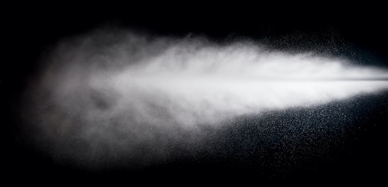 water spray of high pressure water jet on black background
