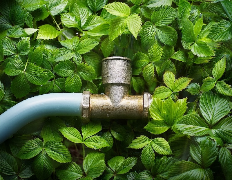 water pipe design surrounded by fresh spring plumbing
