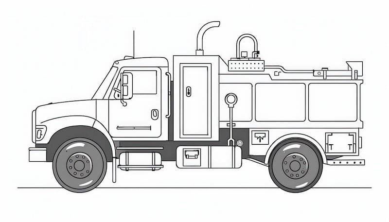 simple line art of a cartoon mobile jewelry repair truck thick black outlines jewelry repair tools repair truck tires white background coloring sheet --chaos 8 --ar 7:4 --v 6 Job ID: ab3fc74a-fb1e-4d46-884f-810332053d27