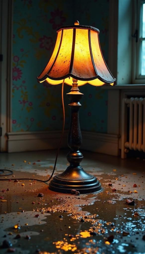 lamp with water leaking from a light fixture