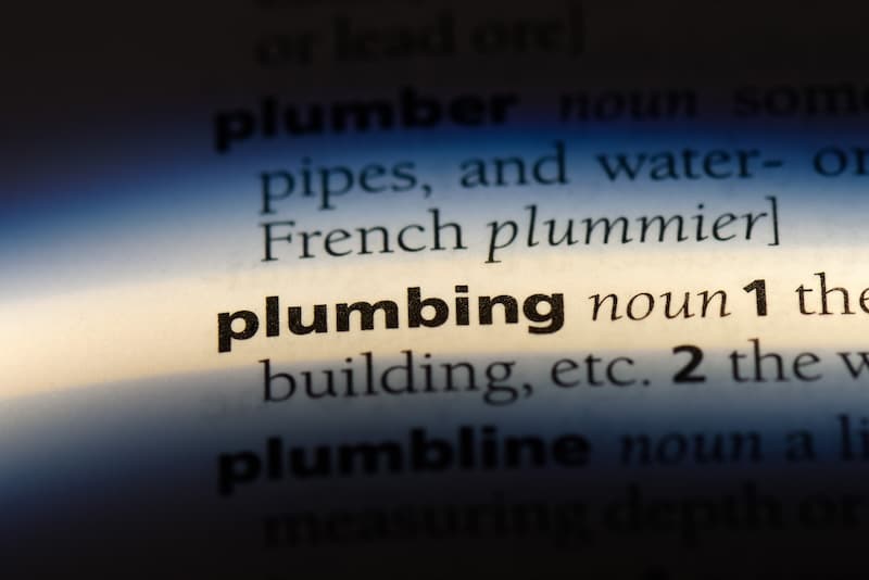 plumbing word in a dictionary. plumbing concept.