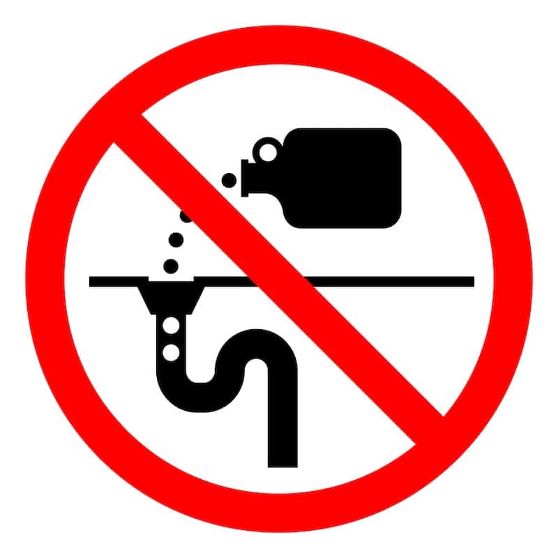 Do Not Pour Down Drain Fields Symbol Sign ,Vector Illustration, Isolate On White Background Label .EPS10 avoid chemical drain cleaner