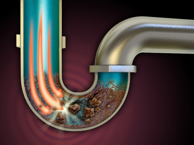 Chemical agent used to unclog some pipes. Digital illustration.