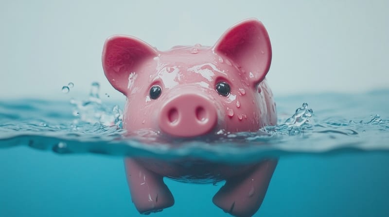piggy bank floating in water eco-friendly 