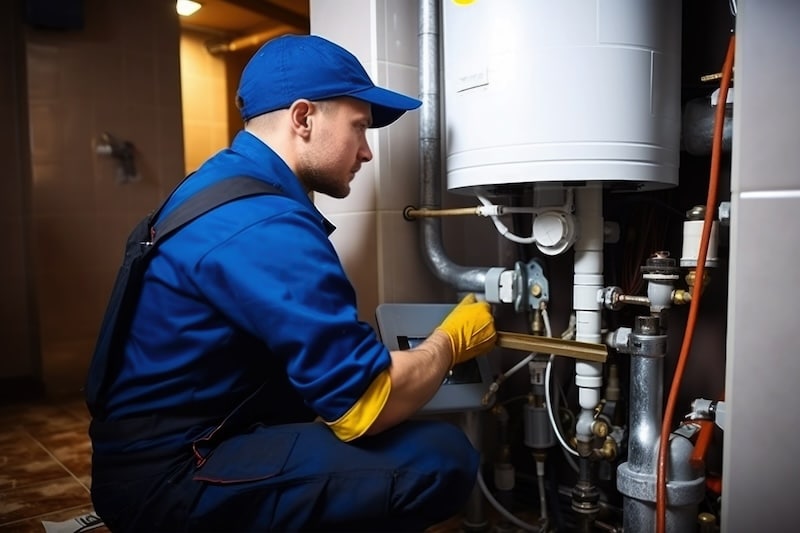 plumber installing whole house recirculation system