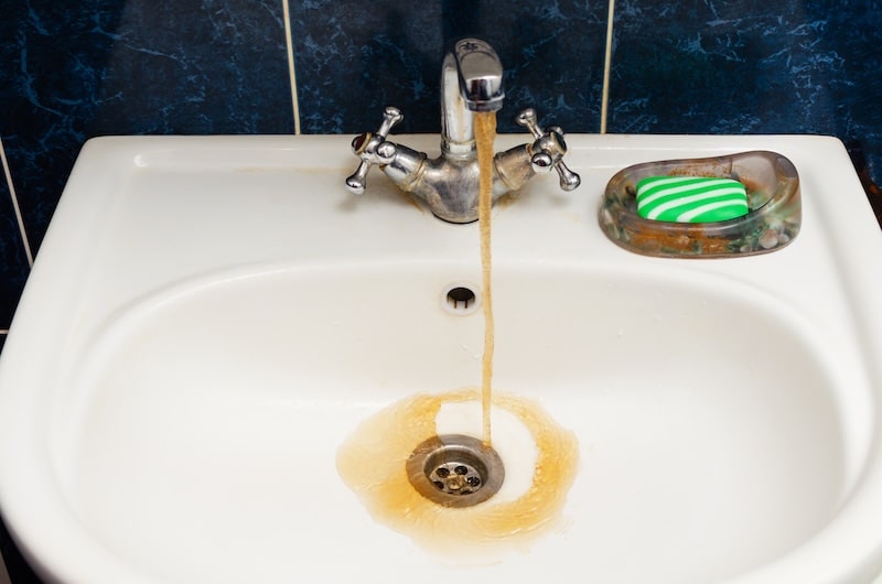 rust-colored water